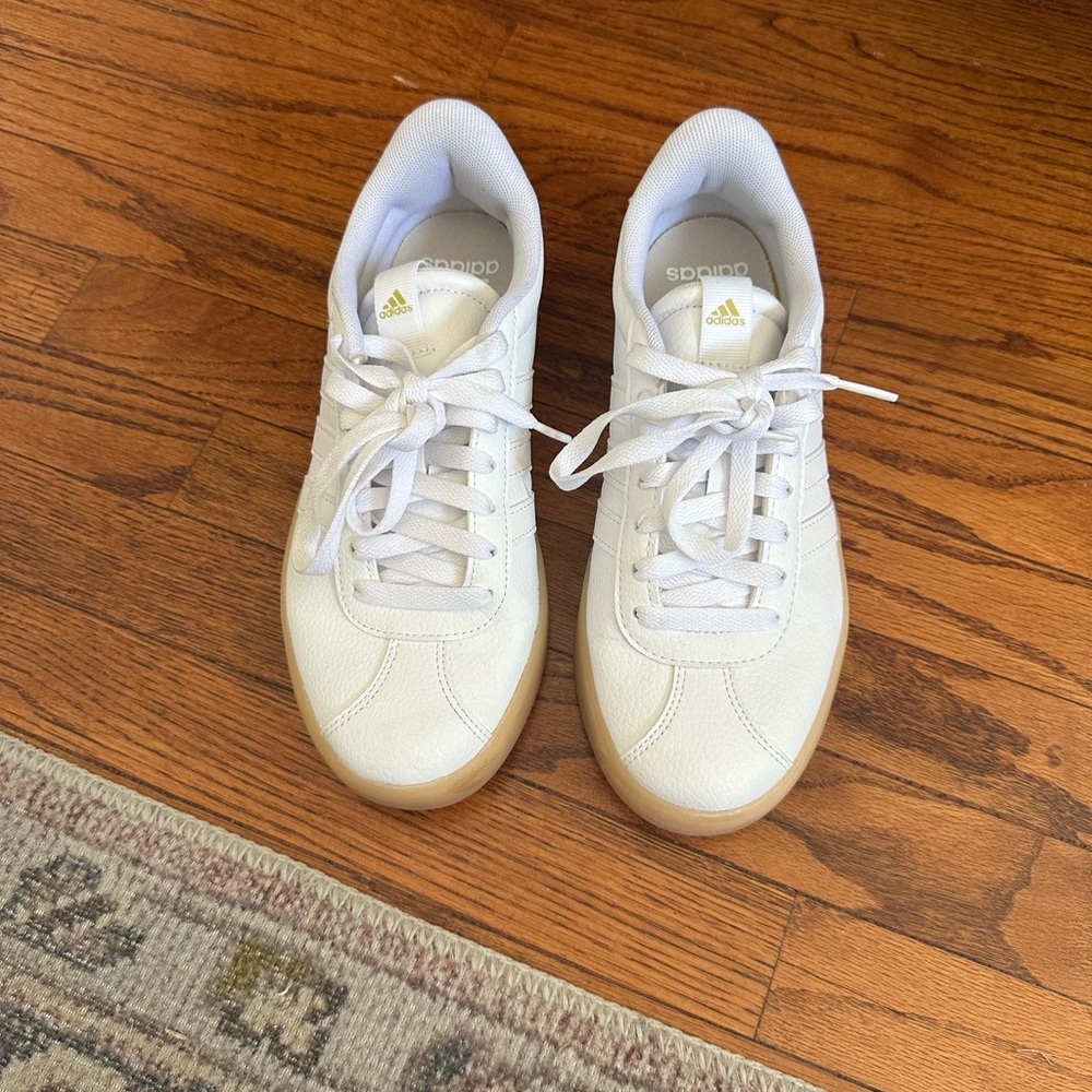 Adidas White Sneakers with Gum Sole